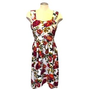 Selina Studio Sweetheart Fit & Flare Sundress in Vibrant Floral on White